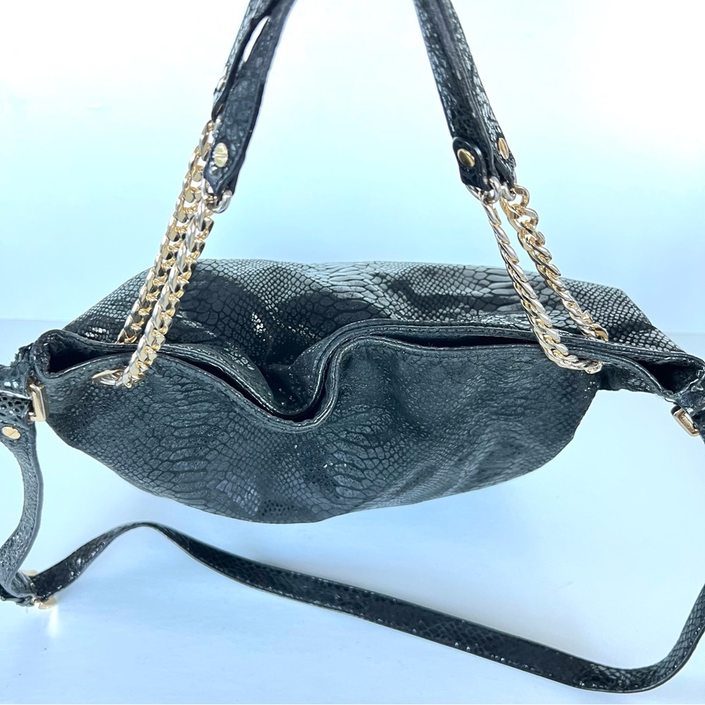 ♦️SOLD♦️MICHAEL KORS Jet Black Snake Python Embossed Patent Leather Shoulder Bag - Picture 9 of 15